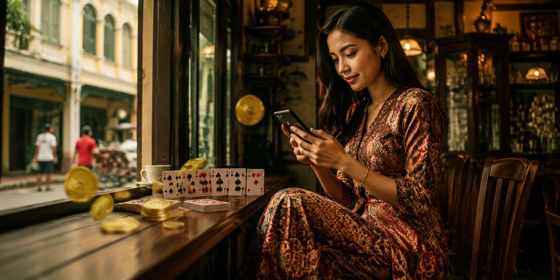 Pemain Ipoh menikmati permainan rummy batik dalam talian dengan kad berwarna-warni di 787b